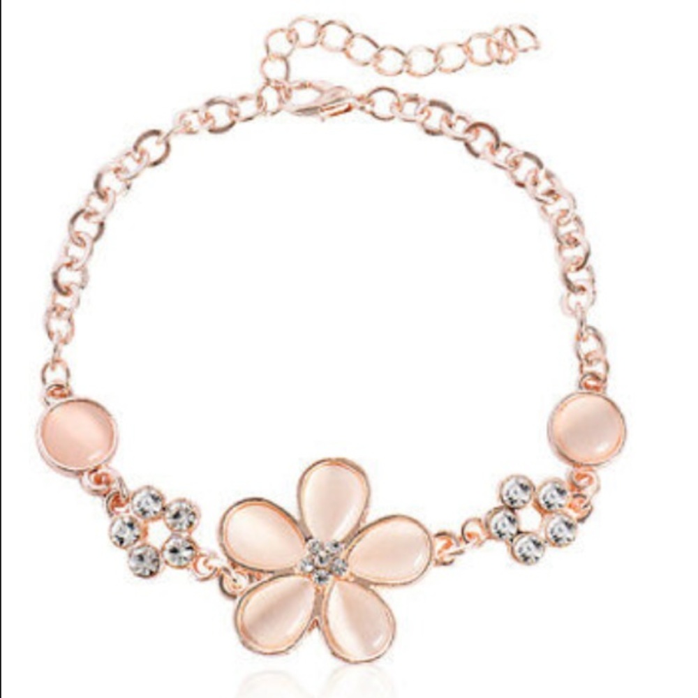 ❤️gorgeous opal flower rhinestone flower adjustabl
